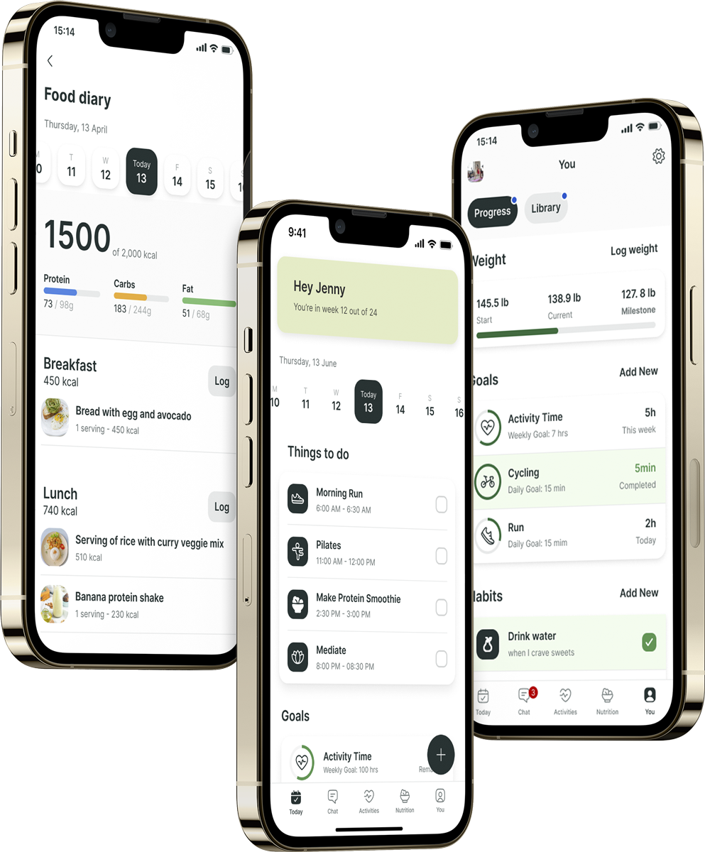 A mockup of the coaching app showcasing the features.